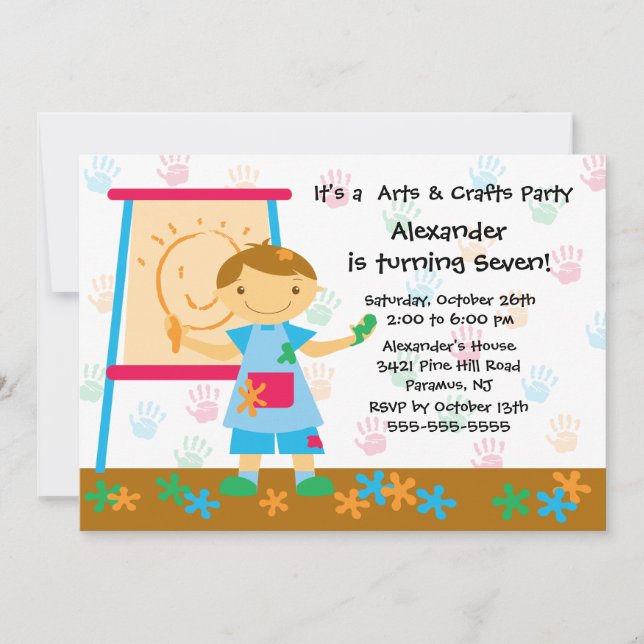 Invitation Arts et fête d'anniversaire de métiers (Devant)