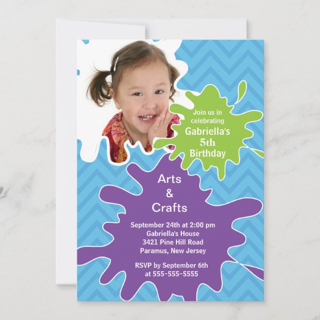 Invitation Arts et fête d'anniversaire de photo de peinture (Devant)