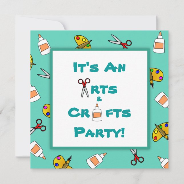 Invitation Arts Turquoises et artisanat Fête d'anniversaire d (Devant)