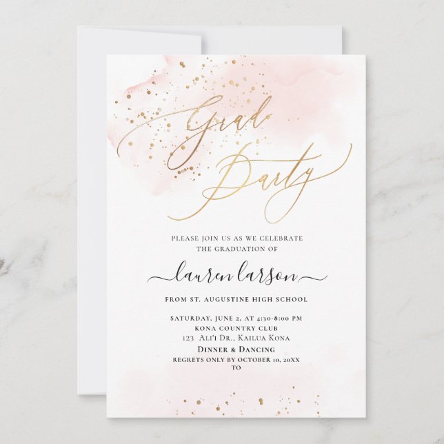 Invitation ArtsApp Blush Rose H2 Washed Graduation Party (Devant)