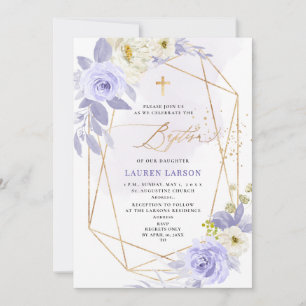 Invitation ArtsApp Elegant H2 Dusty violet Rose Baptême