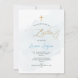 Invitation ArtsApp Elegant H2 Washed Pale Blue Baptism