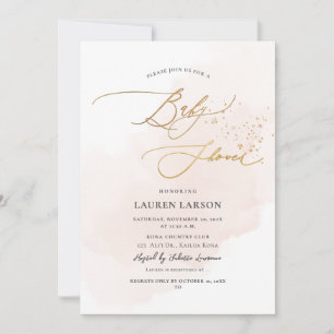 Invitation ArtsApp H2 Blush Pink Gold Calligraphy Baby shower