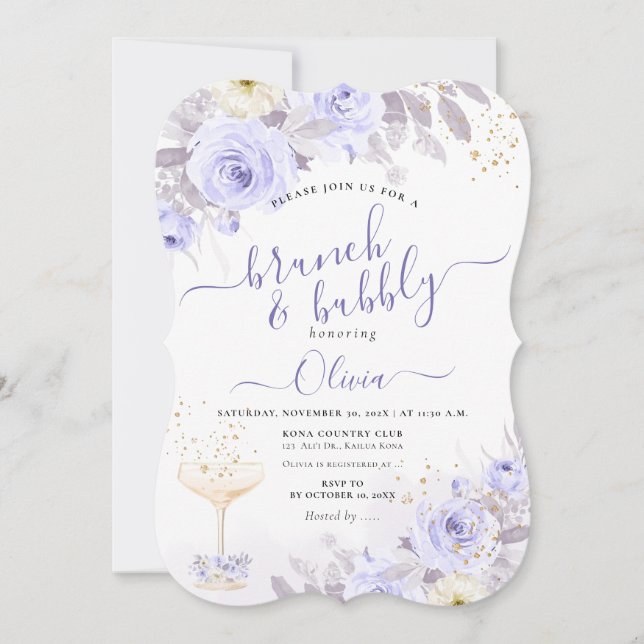 Invitation ArtsApp H2 Dusty Purple Rose Brunch Bubbly (Devant)