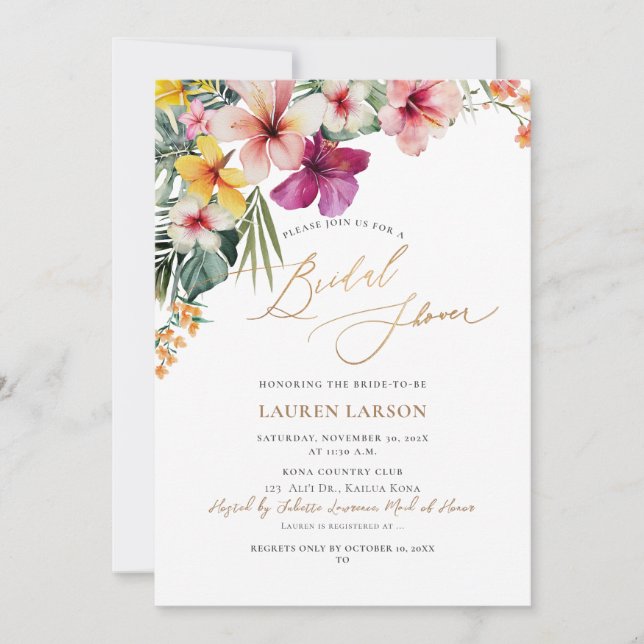 Invitation ArtsApp Tropical Paradise Faux Gold Calligraphy (Devant)