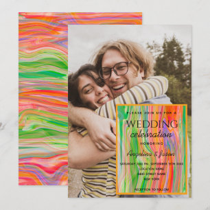 Invitation Artsy coloré aquarelle peinture Mariage Photo