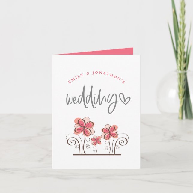 Invitation Artsy rose aquarelle Florals Mariage décoratif (Devant)