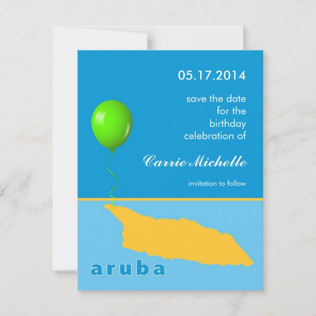 Invitation Aruba Birthday Save the Date Annonce (Devant)