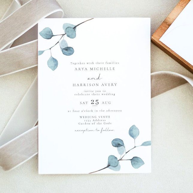 Invitation ARYA Rustique Aquarelle Eucalyptus Mariage de verd (Créateur téléchargé)