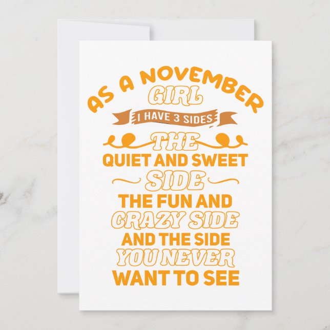 Invitation As A November Girl I Have 3 Sides  (Devant)