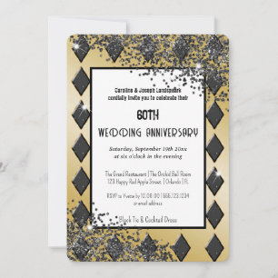 Invitation As de diamants en or noir Luxe Mariage Anniversair