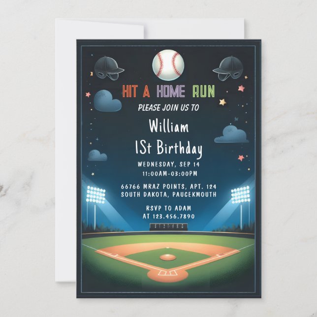 Invitation As Men Ball Wood Jeu Équipe Baseball 1er Anniversa (Devant)