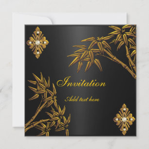 Invitation Asiatique Or et Noir