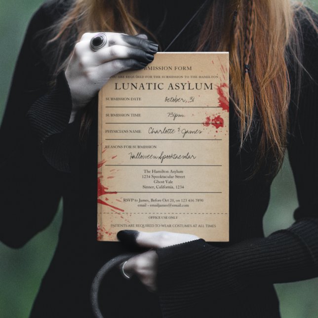 Invitation Asile de fous de la fête d'Halloween Nouveauté (Créateur téléchargé)
