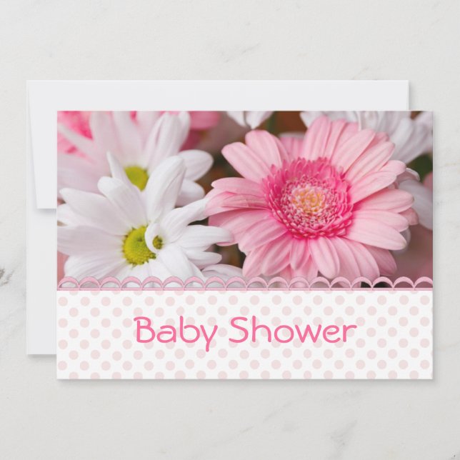 Invitation assez rose de baby shower de marguerite (Devant)