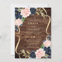 Assez Rustique Bois Rose Navy Fleurs Mariage