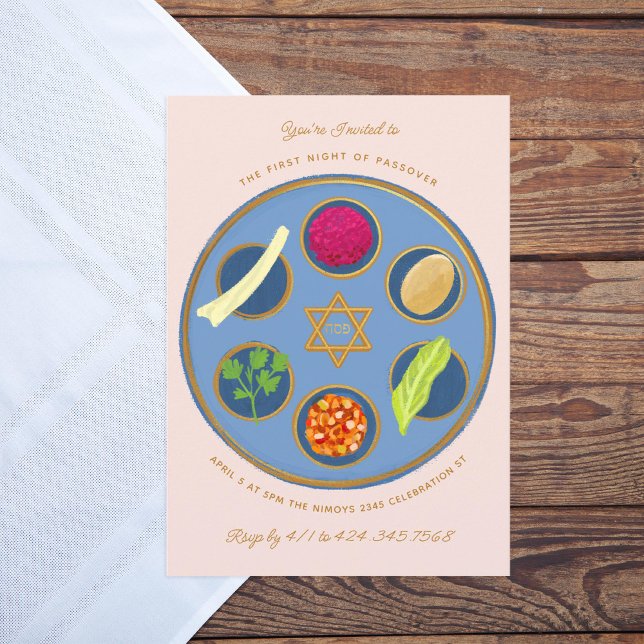 Invitation Assiette de Seder de Pessa'h Joyeux dîner de Pâque (Créateur téléchargé)