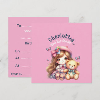 Invitation Assiette en papier personnalisée pour fille d'anni