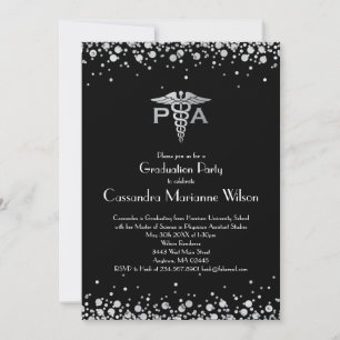 Invitation Assistant de médecin PA Diplômé Noir Argent