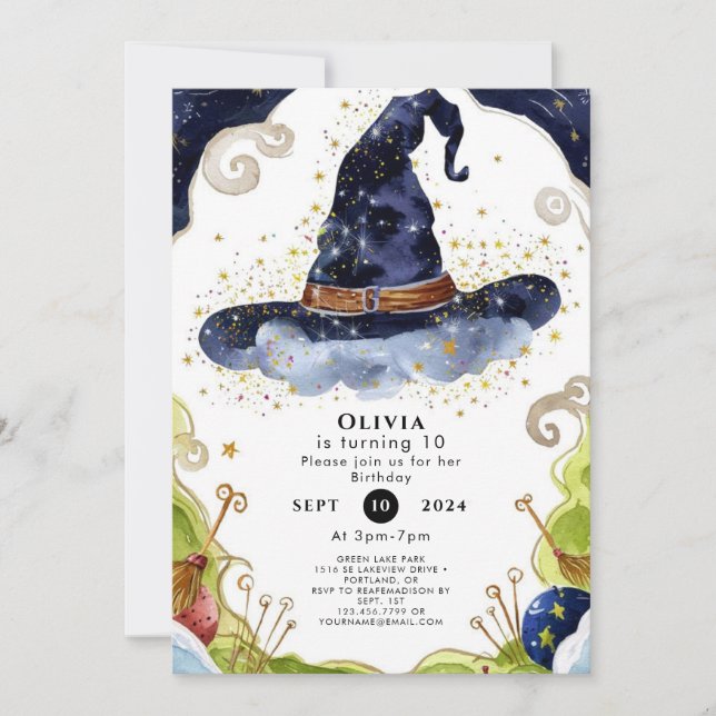 Invitation Assistant Magie Boho simple Anniversaire (Devant)