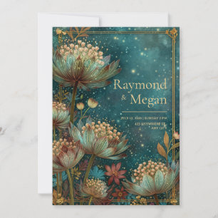 Invitation Astrantia Teal Glow Emerald Céleste Mariage