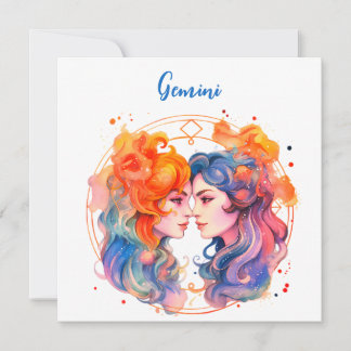Invitation Astrologie signe zodiaque Gemini en aquarelle