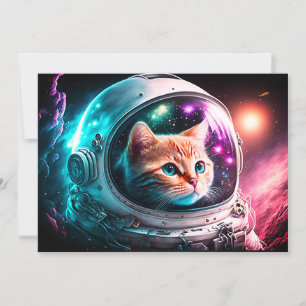 Invitation Astronaut de chat spatial drôle Kitty Galaxy Unive