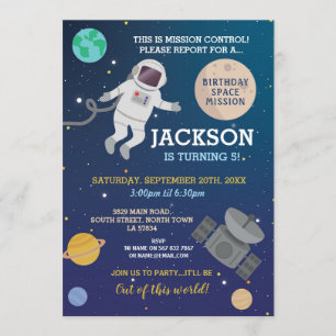 Invitation Astronaut Espace Galaxie Anniversaire Espace