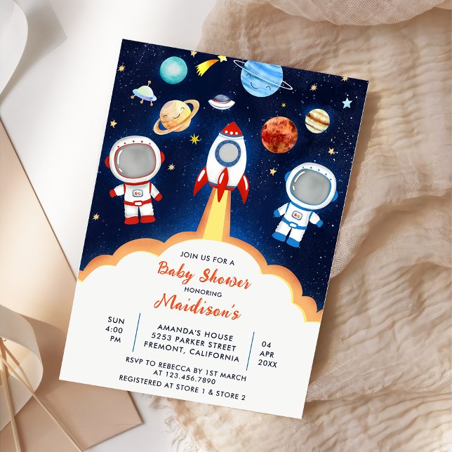 Invitation Astronaut Planet Rocket Baby shower spatial (Créateur téléchargé)