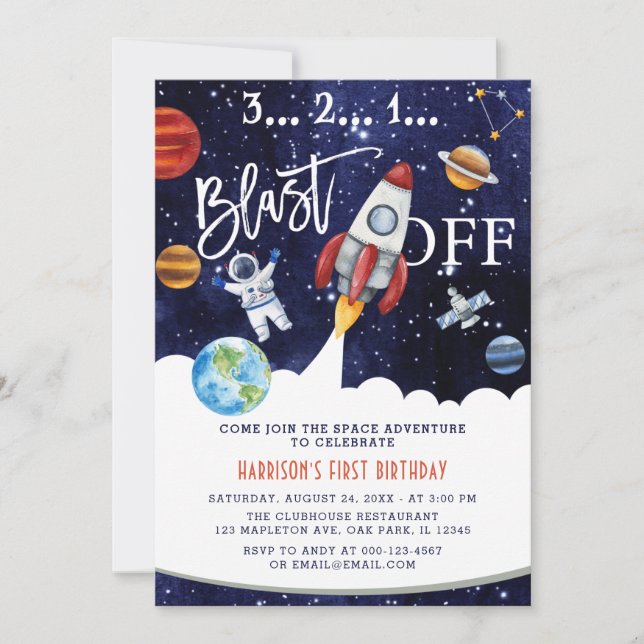 Invitation Astronaut Planet Rocket Espace extra-atmosphérique (Devant)