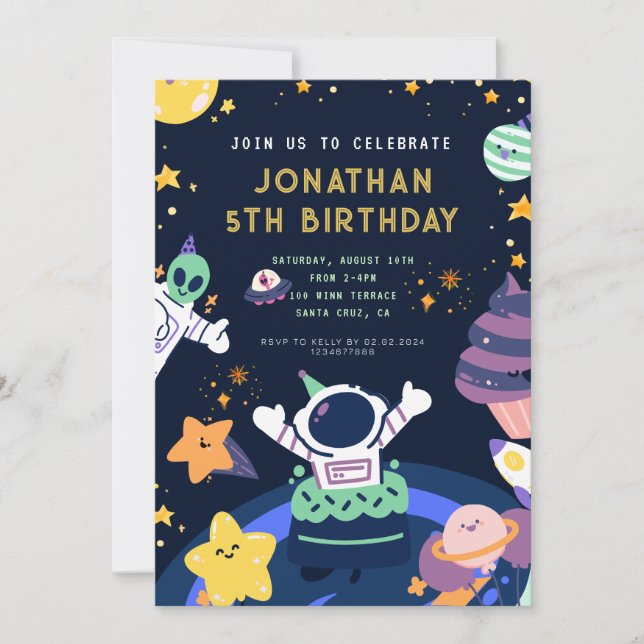 Invitation Astronaut Planètes Space Boy Anniversaire (Devant)