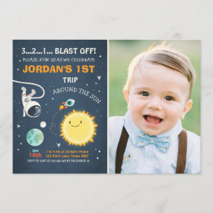 Invitation Astronaute de Rocket d'invitation d'anniversaire