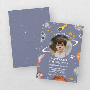 Invitation Astronaute Enfants Espace Photo Anniversaire