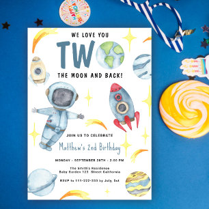 Invitation Astronaute Espace Deux la Lune Anniversaire
