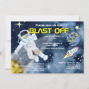 Invitation Astronaute vaisseau spatial OVNI planètes enfants 
