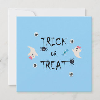INVITATION ASTUCIEUX TRICK OR TREAT HALLOWEEN | FANTÔME BLEU