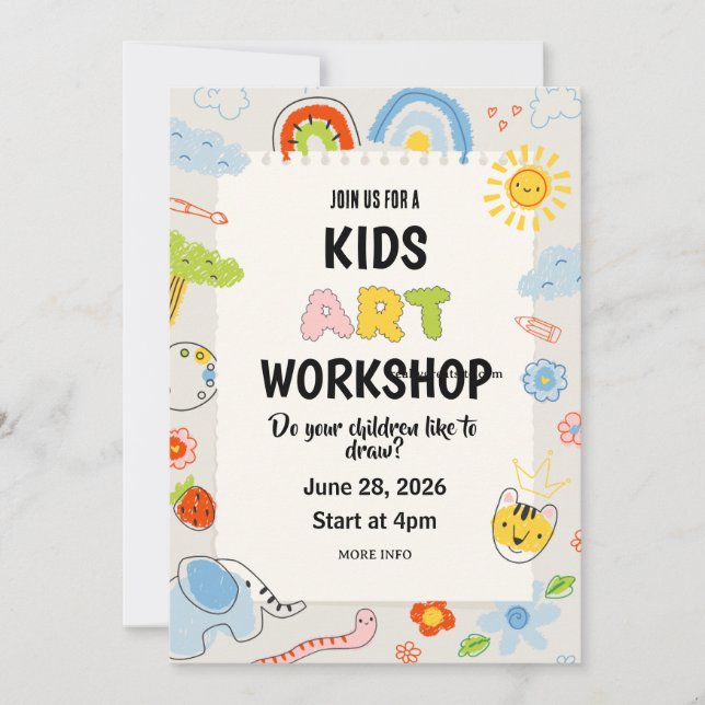 Invitation Atelier d'art pour enfants Fête de bricolage pour  (Devant)