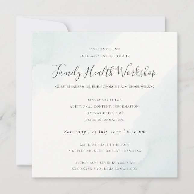 INVITATION ATELIER DE COULEUR A L'AQUARELLE BLEU PLAGE EVENEM (Devant)