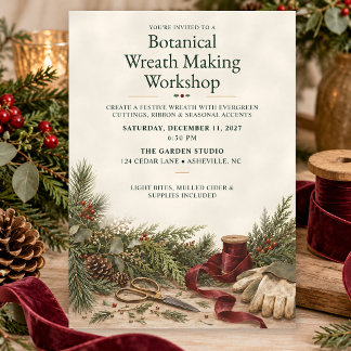 Invitation Atelier de fabrication de couronnes de Noël botani