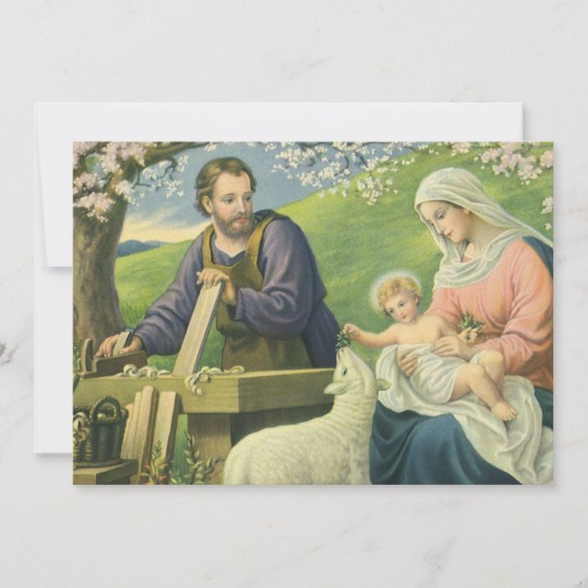 Invitation Atelier de Joseph avec Marie et Bébé Jésus (Devant)