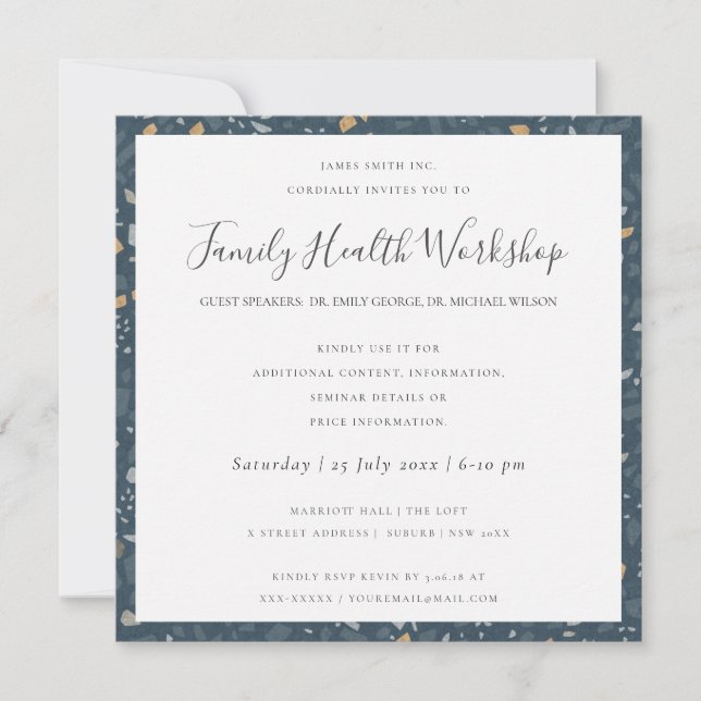 INVITATION ATELIER EUCALYPTUS ROSE ROUGE KRAFT NAVY EVENEMENT (Devant)