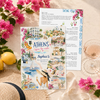 Invitation Athènes avant l'allée | Enterrement de vie de jeun