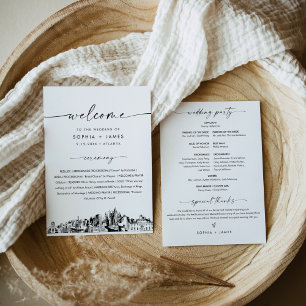 Invitation Atlanta Skyline Wedding Program 5x7 Flat Card