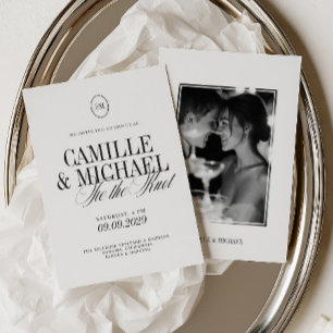 Invitation Attacher le Nœud Monogramme Photo Mariage Moderne