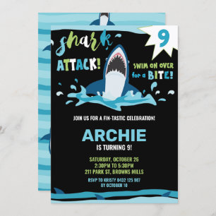 Invitation Attaque au requin Anniversaire de la fête de la pi