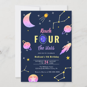 Invitation Atteindre quatre étoiles 4e anniversaire Invitatio