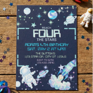 Invitation Atteindre quatre étoiles Espace Bleu Vert 4e Anniv