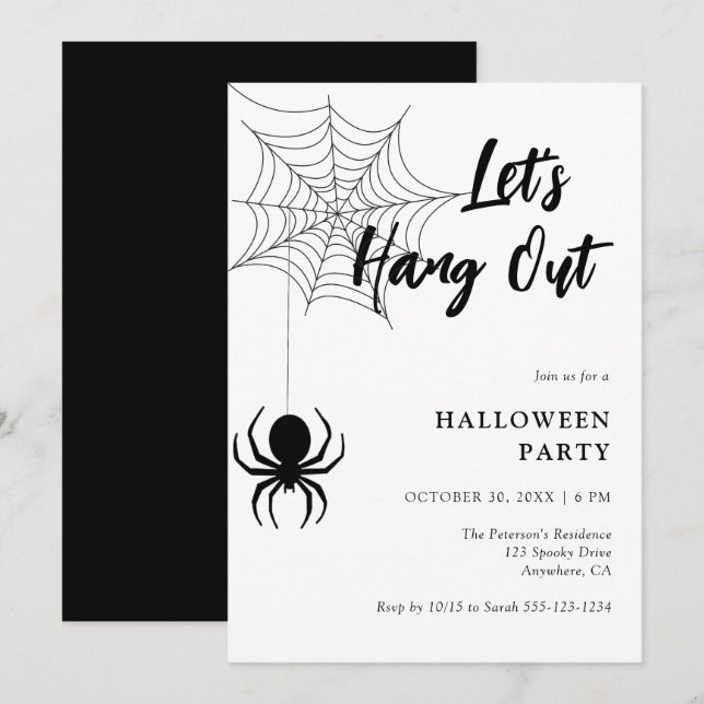 Invitation Attendons la fête d'Halloween de l'araignée de scr (Devant / Derrière)