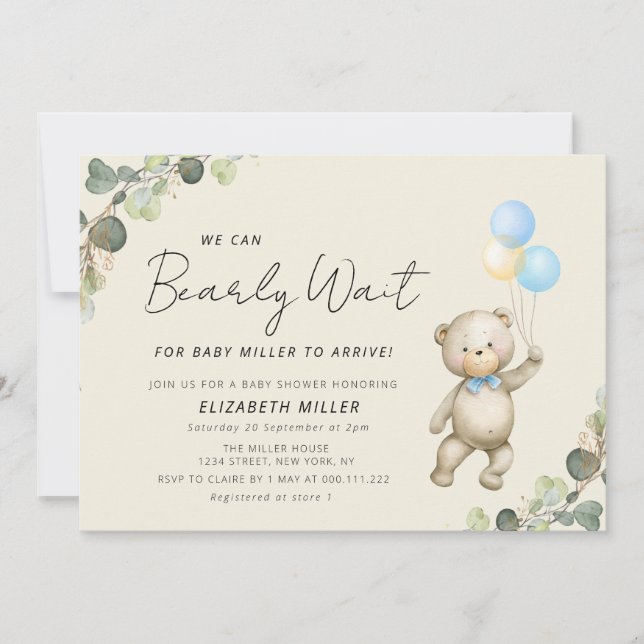 Invitation attendre l'invitation baby shower (Devant)