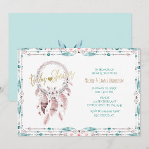 Invitation Attrape-rêves Bohème Plume Salle de Bain Bébé